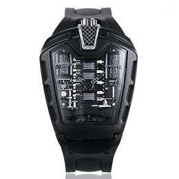 Poisonous Sports Car Concept Racing Mechanical Style Six-cylinder Engine Compartment Creative Watch Men's Trend Fashion Wrist279I