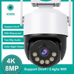 Dome Cameras ICSEE 4K 8MP PTZ Camera 5MP Speed Dome Auto Tracking Two Way Audio Color Night Vision Outdoor Waterproof WIFI Security Camera 231208