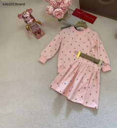 New kids clothes designer round neck baby Tracksuits Size 100-150 Logo printing child pullover Hoodies and Short skirt Dec05