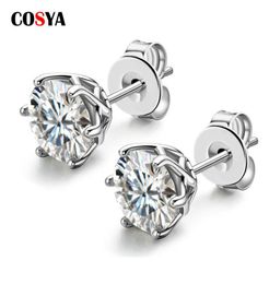 Stud COSYA Real 0.5-1 CaratColor Diamond Earrings For Women 925 Sterling Silver Fine Jewellery Engagement Gifts 2210201056392