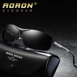 Aoron Mens Polarized Sunglasses Driving Rectangle Sun Glasses Aluminum Frame Suglasses Men UV400 Anti-Reflective312h