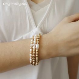 Beaded Elastic Handmade Natural Pearls Bracelet 14K Gold Filled Beads Bracelet Custom Lenght Jewelry Vintage Boho Women Jewelry 231208