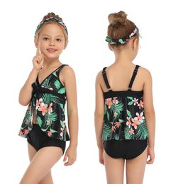 214 Year Two Piece Kids Girls Tankini Swimsuit Child Swimwear Set Tops with Bottom Swimming Suit Childrens Bathing Suit2246246