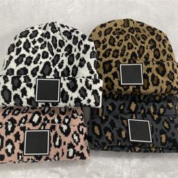 Designer Beanie Hat for Women Men Brand Winter Knitted Skullies Hats Unisex Ladies Warm Bonnet Cap Leopard Caps285W