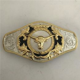 1 Pcs Big Size Gold Bull Head Western Belt Buckle For Cintura Cowboy227Y