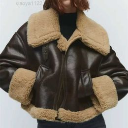 2023Womens Coats Jackets Women Fashion Winter Warm Fleece Jacket Lapel Chic Female Zip Double-sided Faux Fur Coats Mujer 2022