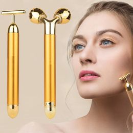 2 in 1 Face Massager Golden Facial Electric 3D Roller T Shape Arm Eye Nose Massager device Skin Care Tool