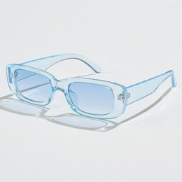 Classic Vintage Rectangle Sunglasses Women Brand Design Clear Blue Pink Green Lens Sun Glasses Female Eyewear UV400338t
