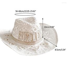 Berets Hollow Out Bride Letter Cowgirl Hat Novelty Cowboy Summer Beach Western Fancy Dress Accessory Drop218S