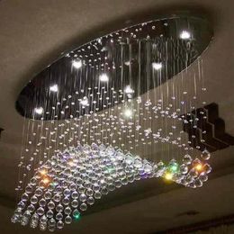 Chandeliers M Nice Design D 100% Oval Crystal Wave Lamp Lustre LED Home L800 w200 h600mm Modern Lighting328b