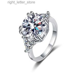 With Side Stones Real 5 D Colour Moissanite Wedding Rings For Women 18K White Gold Plated 925 Sterling Silver Bridal Fine Jewellery YQ231209