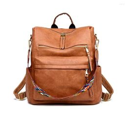 School Bags PU Leather Backpack Women Fashion Casual And Versatile Waterproof Travel Shoulder Knapsack 2023 Multi-functional Bag