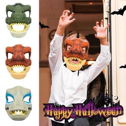 Party Masks 3D Dinosaur Mask Horror Dragon Latex Headgear Masquerade Party Cosplay Costume Jurassic Raptor Dino Moving Jaw Lifelike Masks 231208