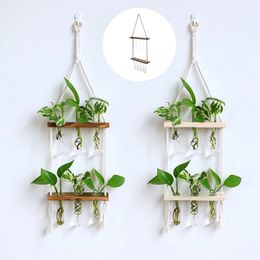 Vases Creative Solid Wood Hydroponic Test Tube Glass Wall Hanging Wall Decoration Vase Home Plant Hanging Wall Decoration Container 231208