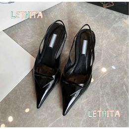 2023 Designer Sandals Pointed High Heel Single Shoes P Triangle 3.5cm 7.5cm Kitten Heels Sandal for Women Black White Pink Blue Wedding Shoes with Dust Bag 35-40 no box232
