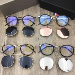 New 710 Eyeglasses Frame Men Clip on Sunglasses Frames With Polarised Lens Brown e710 Optical Glasses with origi box232J
