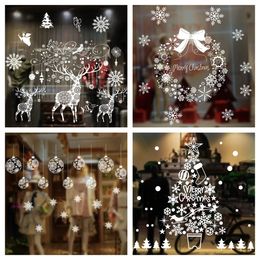 Wall Stickers Christmas Window Stickers Merry Christmas Decorations For Home Christmas Snowflake Wall Sticker Kids Room Year Shop Sticker 231208