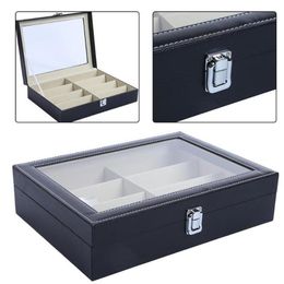 8 Grid Fashion Glasses Storage Box Corrosion PU Leather Eyeglass Box Portable Travel Glasses Display Collector Organisation Box T2299U