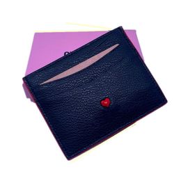 Women's Slim ID Card Holder Wallet Pouch Classic Black High Quality Real Leather Mini Red Love Credit Card New Fashion Bank C268Y
