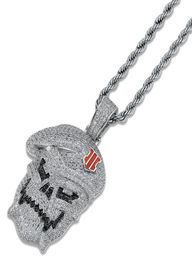 Hip Hop Jewellery Micro Pave Black Ops Skeleton Skull Pendant Necklaces Silver Cubic Zircon Iced Out Zircon Jewellery Male Gift228k8884558