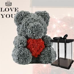 2020 The DIY valentines Day Gifts 35cm Black Rose Bear with Red Heart for girl friend wife lover kids2923