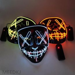 Party Decoration 1pcs Halloween Creative EL Luminous Mask Black Cold Light KTV Dance without Battery190d