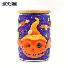 1pc High Borosilicate Glass Ashtray, Colorful Soft Clay Ashtray, Cartoon Ashtray, Halloween Themed Sealed Jar, Luminous Tobacco Storage Jar Glass Crafts