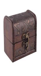 wooden gift box Vintage Metal Lock Jewelry Treasure Chest Case Manual Pearl Necklace Bracelet Storage Organizer2465134