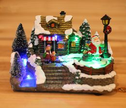 Music Glow Christmas Village House Scene 1 Rolling Figurines With Led Light And Music Battery Operated And USB4902319