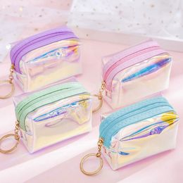 Korean Cute Women Coin Wallet Pendant Keychain Transparent Coins Bag Small Girls Key Bag Mini Purse Kid Gift Keyring