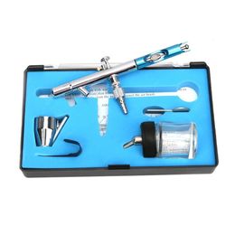 Airbrush Tattoo Supplies 035mm Syphon Feed Dualaction Kit Set Spray Gun with 5cc 22cc Fluid Cup for Art Craft Painting Nail Cake 231208