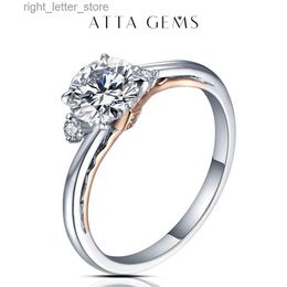 With Side Stones ATTAGEMS 925 Silver 18K Rose Gold Plated Rings For Women Sparkling Moisssanite Diamond Wedding Band Anniversary Fine Jewellery YQ231209