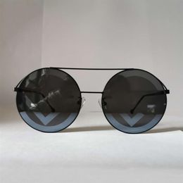 Round Sunglasses 0285 Black Gray Mirror Lens Fashion Sun Glasses for Women Men gafa de sol with Box277R