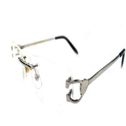 Vintage Oversized Rimless Sunglasses clear lenses Gold Silver Metal Temples Sun glasses For Men Women Eyewear Female oculos De Sol181y