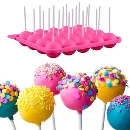 1PC 20 Holes Silicone Cake Candy Cookie Mould Cupcake Lollipop Sticks Tray Stick Chocolate Soap DIY Mould Baking Tool 201023277y