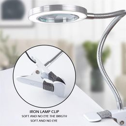 Table Lamps LED Multifunctional Clip-On Lamp With Magnifying Glass Eye Protection Reading Lamp Beauty Makeup Tattoo2476