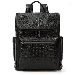 Backpack Cow Genuine Leather Men Alligator Backpacks Real Natural Student Boy Large Computer Laptop Bag