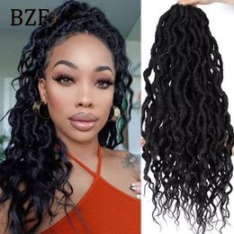 Synthetic Wigs 24 Inch Goddess Faux Locs Crochet Hair Braids Locs Curly Ends Dreadlocks Synthetic Braiding Hair Boho Hippie Locs 231208