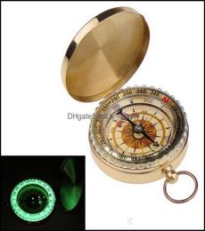 Outdoor Gadgets Hiking And Cam Sports Outdoors Compasses Portable Brass Pocket Golden Mtifunction Fluorescence Compass Navigation 7545057