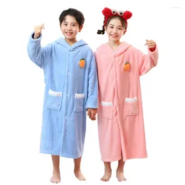 Blankets Children Bath Towel 6-12y Boys Girls Coral Velvet Robe Ear Cartoon Hooded Hydrophilic Muslin Blanket
