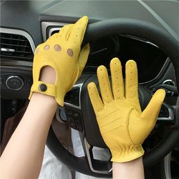 Five Fingers Gloves Motorcycle sheepskin gloves men's outdoor sports driving retro motorcycle touch screen gloves warm 231208