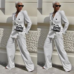 White Stripes Women Pants Suits Custom Made Female Streetwear Sportswear 2 Pieces Wedding Guest Wear