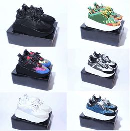 Designer Shoes CHAIN REACTION Sneakers Triple Black White Suede Sneaker Men Women Trainers Classic Reflective Calfskin Leather Shoe YT1132