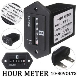 New Motorcycle Instrument Generator Sealed Hour Meter Counter Tractor Truck Rectangle DC 10V-80V for Boats Trucks Tractors Cars