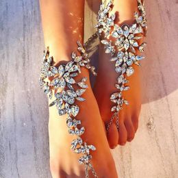 Anklets Stonefans 1Pcs Geometric Crystal Finger Anklet Barefoot Accessories Summer Boho Sandal Foot Chain Bracelet for Women 231208