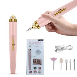 Nail Art Equipment 5 in 1 Electric Nail Polish Drill Machine With Light Portable Mini Electric Manicure Art Pen Tools For Gel Remover 231208