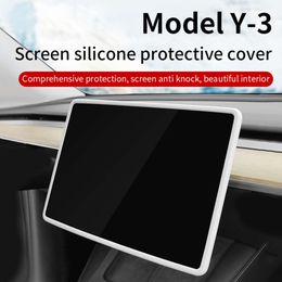 New Model3 Silicone Protective Trim Cover For Tesla Model 3 Y 2023 Accessories Central Control Navigation Screen Protector Frame