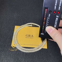 5mm Width One Row Iced Out Man Jewelry Gra Certificates Pass Diamond Tester Vvs1 Moissanite Cuban Link Chain Necklace