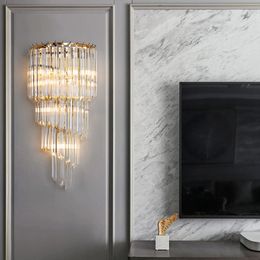 Crystal Wall Lamps For Living Room Hall Bedroom Loft Hotel Indoor Home Modern Gold Luxury Decor LED Wall Sconce Lighting Fixture