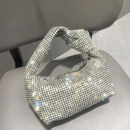 Evening Bags Handle Rhinestones Evening bag silver Crystal Top Handle Bags for Women Purses and Handbags Luxury Designer banquet bag 231208